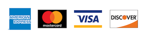 We accept American Express, Mastercard, Visa and Discover American Express, Mastercard, Visa and Discover