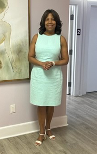 Dr. Sheila Bond, Medical Director siting in the Lobby